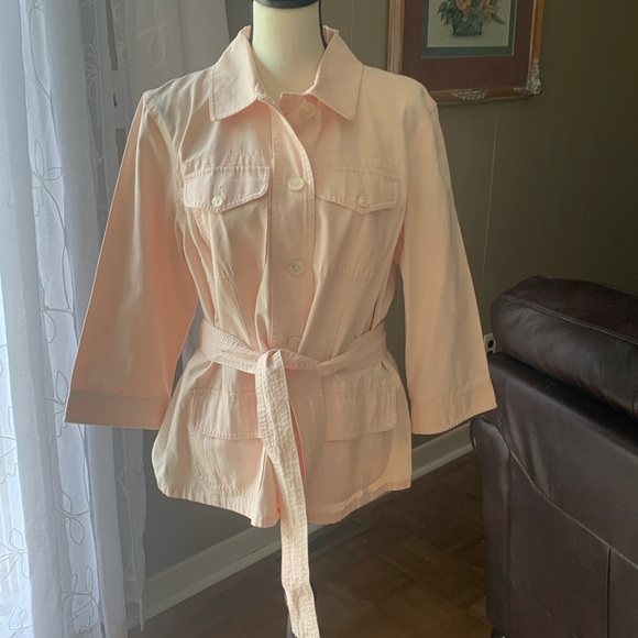 Lauren Ralph Lauren Jackets & Blazers - Lauren Ralph Lauren Pink Denim Jacket Long Sleeve Belt Plus 1X Cotton/Linen EUC
